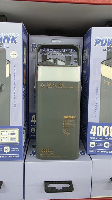 Повербанк Remax RPP-596 40000 mAh з ліхтариком — швидка зарядка, Power Bank, павербанк
