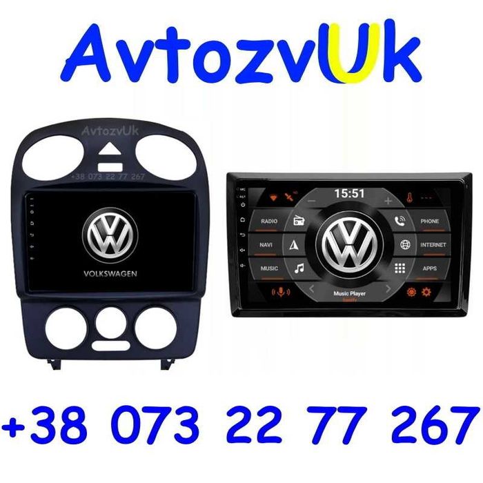 Магнитола NEW BEETLE Volkswagen VW GPS Жук ТВ 2 дин CarPlay Android 15