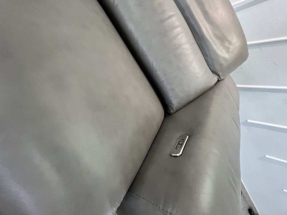 Диван сірий шкіряний реклайнер електро привід