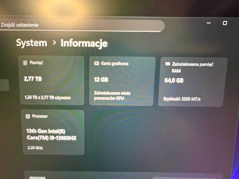 Laptop MSI Vector 16 hx a13vhg-rtx 4080 | 64GB ram | 3TB ssd | gw