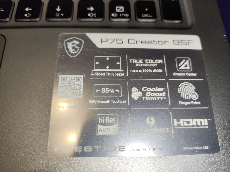 УЦІНКА ноутбук 17.3" с RTX2070 8gb   CORE I9  MSI P75 creator 9SF 9880H/8gb/128gb/ 17,3" Full HD IPS