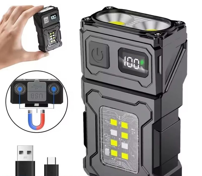 Яскравий, компактний LED Ліхтарик 1200mAhType C + USB