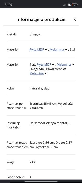 Komplet dwóch stolików kawowych