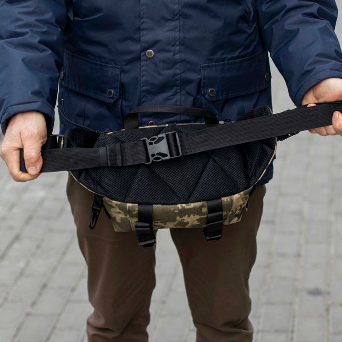 Тактична сумка бананка чоловіча поясна на груди TACTIC-1 ПІКСЕЛЬ
