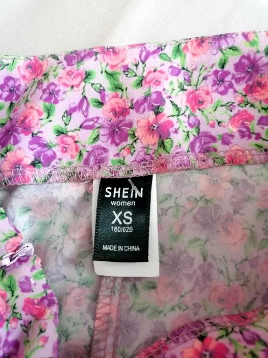 Spódnica w kwiaty midi z rozcięciem Shein XS 34