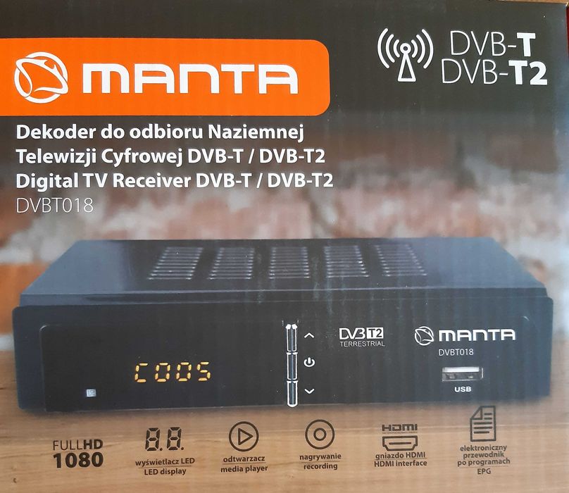 Dekoder DVB-T, DVB-T2 do odbioru naziemnej telewizji cyfrowej