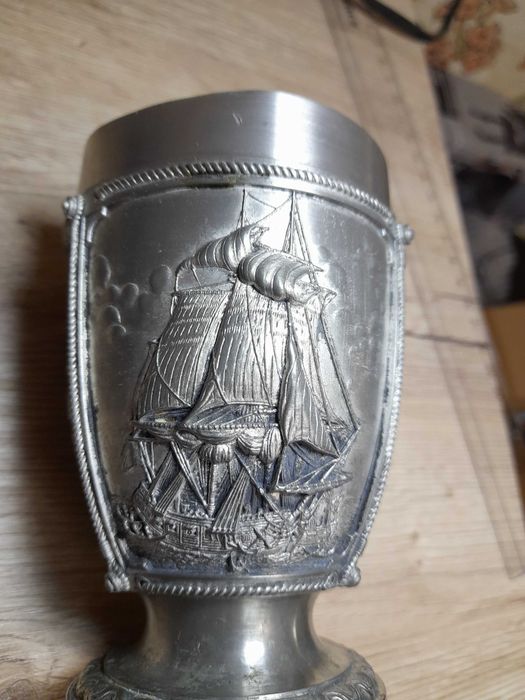 Бокал (Кубок) из олова серебристый Парусник Artina