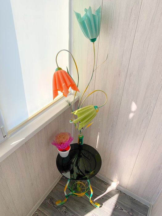 Напольный торшер SunLight со стеклянным столиком; підлогова лампа/стол