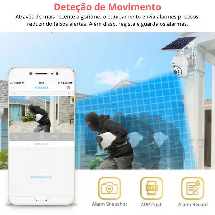 (NOVO) Câmara IP Vigilância 1080P 360º| WI-FI Sem Fios | Solar+Bateria