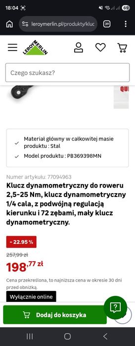Klucz dynamometryczny do roweru