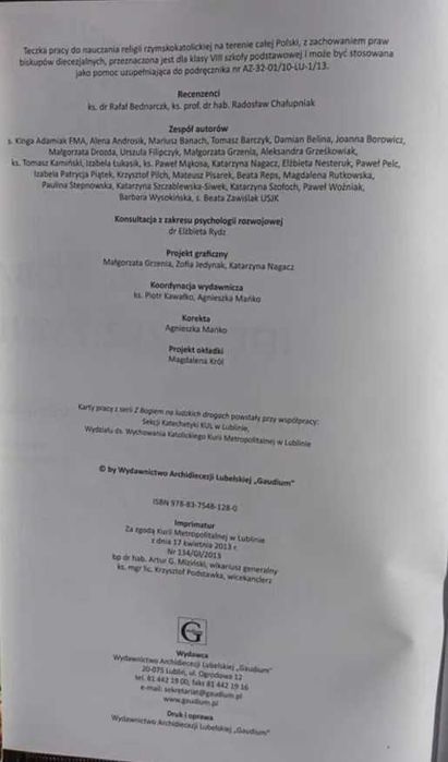 Z Tobą idę przez życie, Religia 8, karty pracy