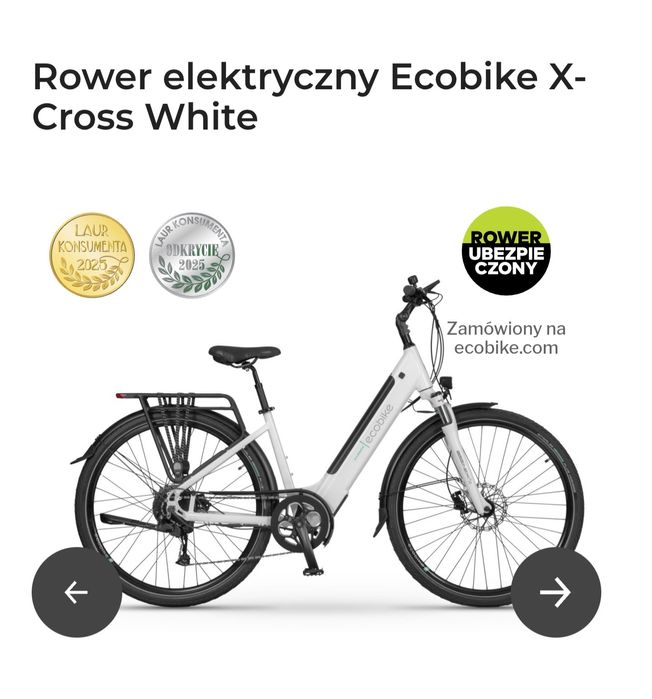 Rower elektryczny Ecobike x-cross white 19/14