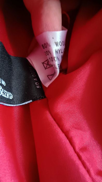 LUKSUSOWY Czerwony Płaszcz 80% WEŁNA 2XL 3XL Must-have Plus Size  Krótki Przejściowy