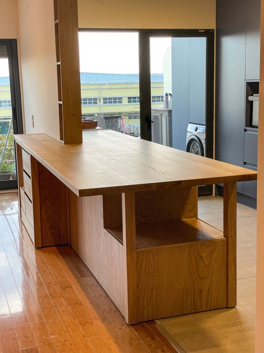 Tampo de cozinha de madeira maciça