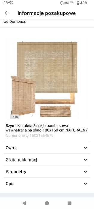 Roleta Bambusowa 100 X160