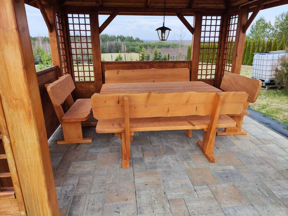 Meble ogrodowe drewniane góralskie biesiadne LITE DREWNO :
