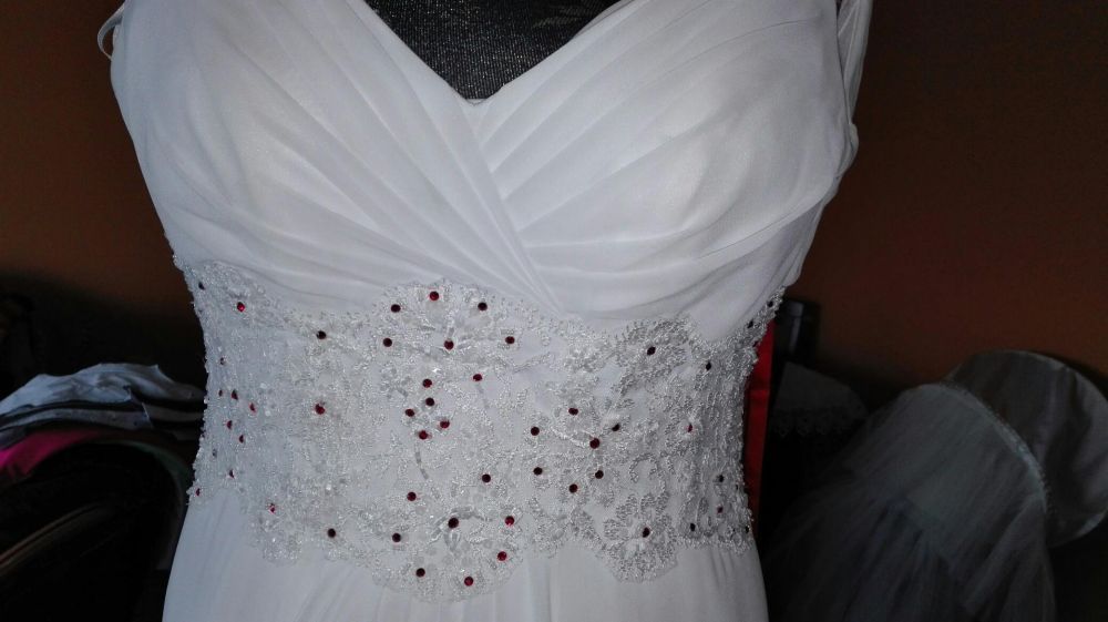 Sukienka ślubna roz 42 wzrost 179cm+6cm obcas kreacja Żannet +gratis