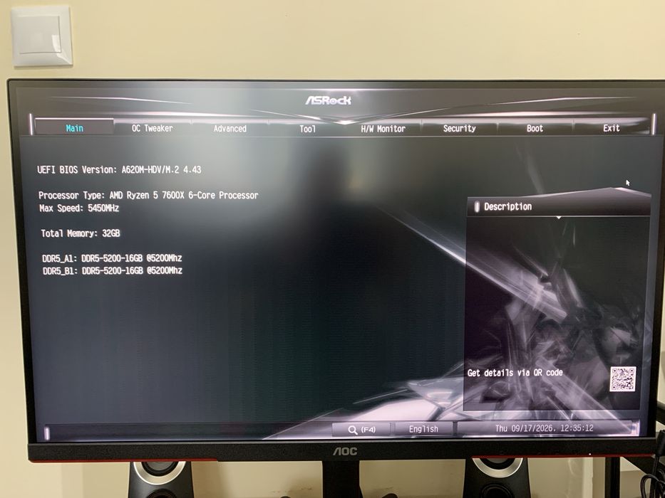 Asrock A620M-HD V/M.2 AM5