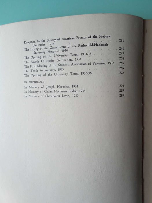 Livro "Addresses by the Chancellor of the Hebrew University"