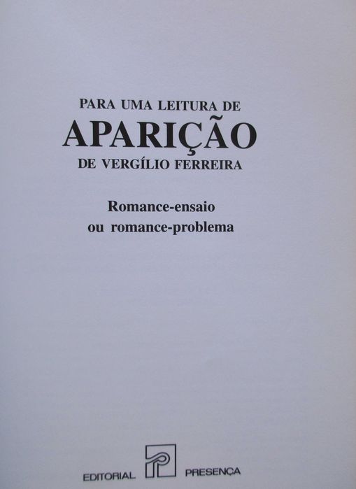 Julieta Moreno Pina - - - Para uma Leitura de "Aparição" - - - - Livro