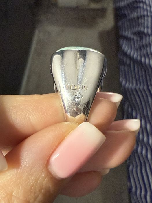 925 srebrny pierścień Tous z misiem z amazonitu