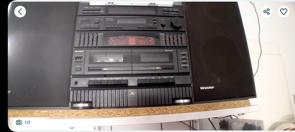 Wieża Sharp z kolumnami mocna, korektor dwukanałowy