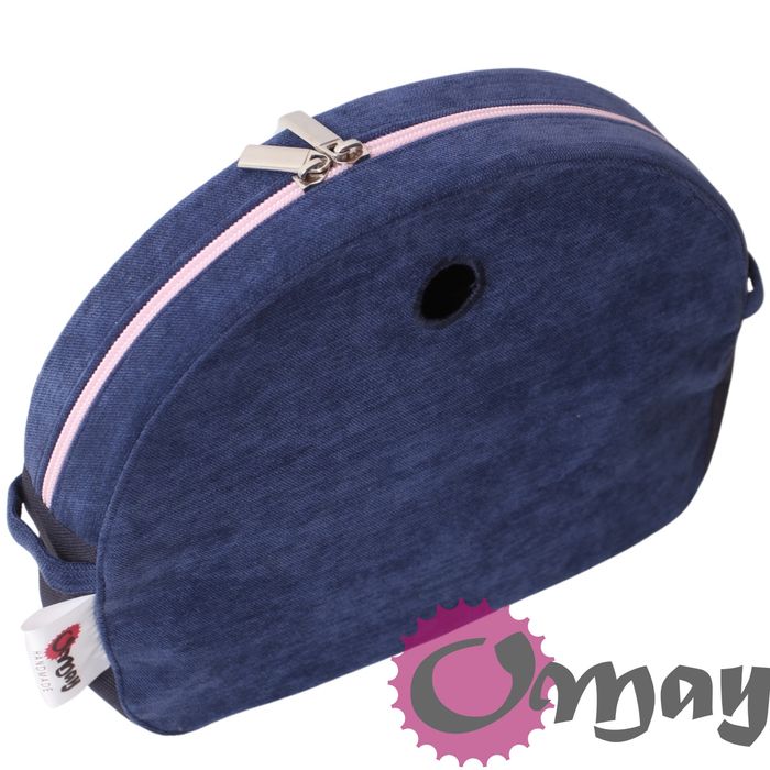 Granatowy organizer do OBAG MOON LIGHT welur róż 2 kieszenie OMAY