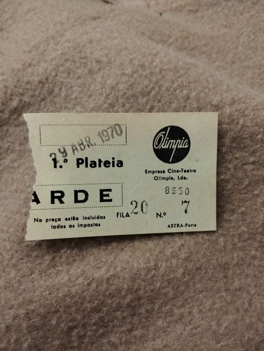 Bilhete antigo cinema