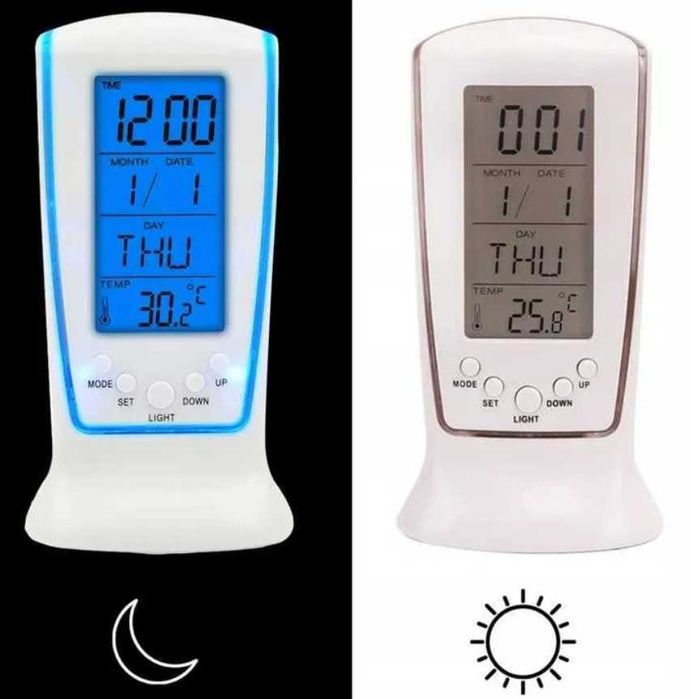 Stacja pogody budzik zegar elektroniczny termometr data led