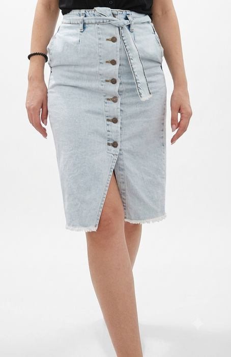 Стільна джинсова спідниця міді FAF Jeans на пуговицях (з поясом)