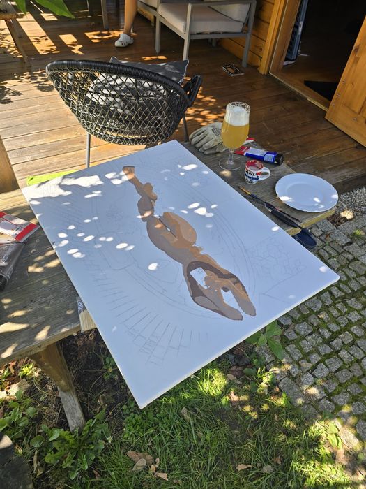 Akt w wannie – akryl na płótnie, 60×80 cm