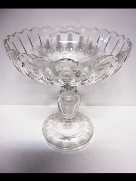 Art Nouveau vintage high-footed glass goblet with cut crystal