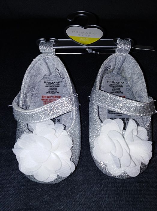 Balerinki niechodki srebrne z kwiatkiem nowe hit