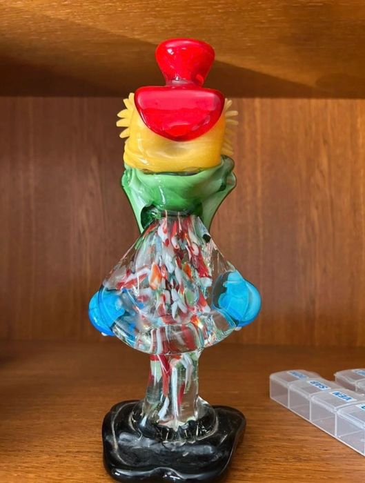Estatueta vintage Palhaço cristal de Murano