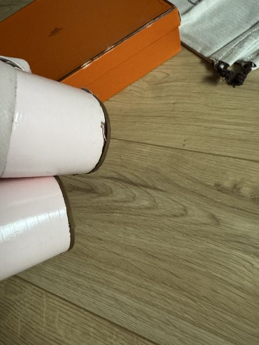 Klapki Hermes hermés na obcasie różowe 39