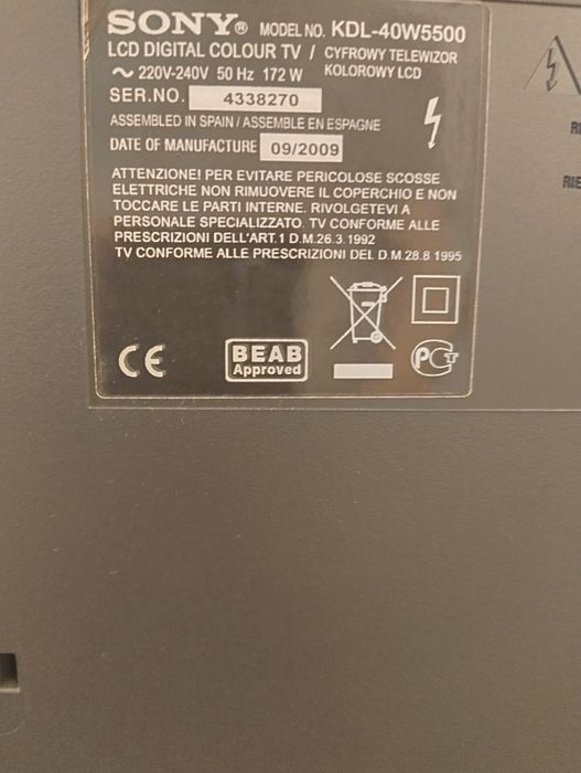 TV  Sony Bravia KDL-40W5500