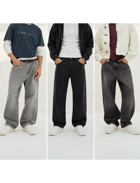 Широкі Джинси BERSHKA Baggy Fit Оригінал Широкие Джинсы Мужские Черные Серые