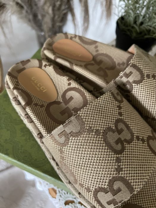 Klapki Gucci canvas maxi platformy 36 buty damskie na lato nowe