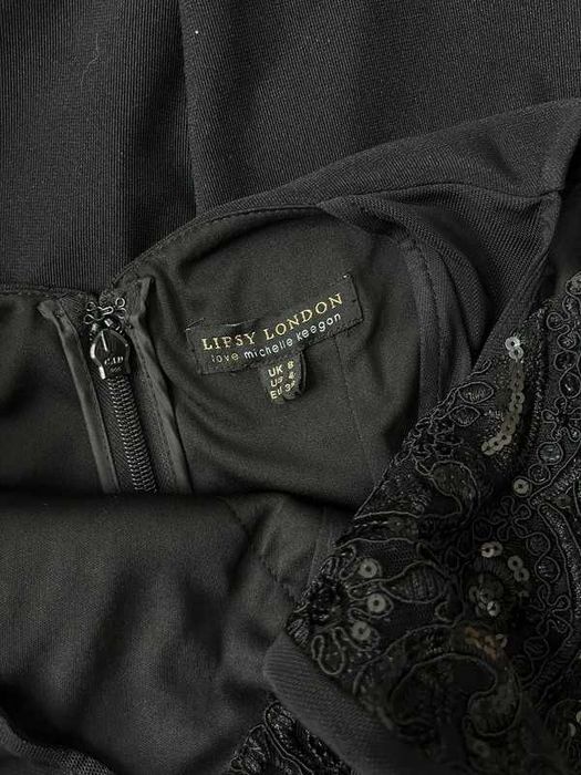 Lipsy London sukienka cekiny koronka czarna S 36 8 nowa