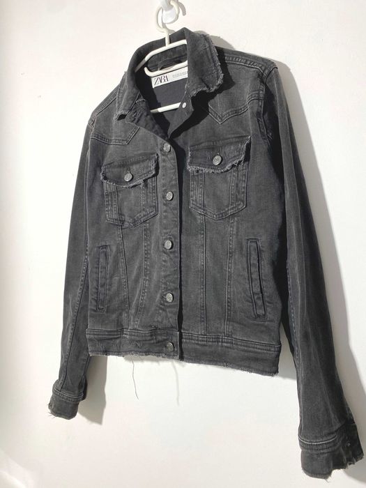 jak Nowa katana szara Zara grafit XS 34 elastyczna kurtka jeans basic