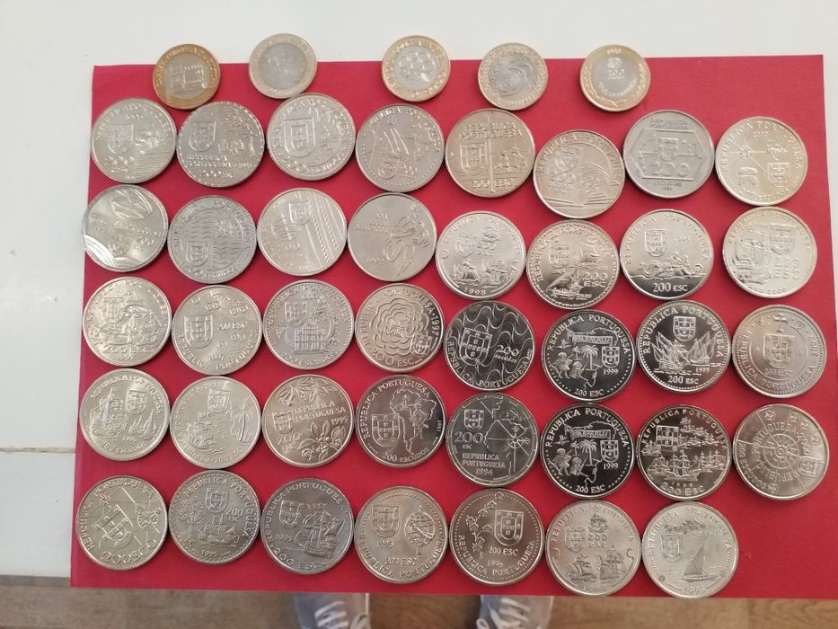 Moedas antigas portuguesas em alpaca