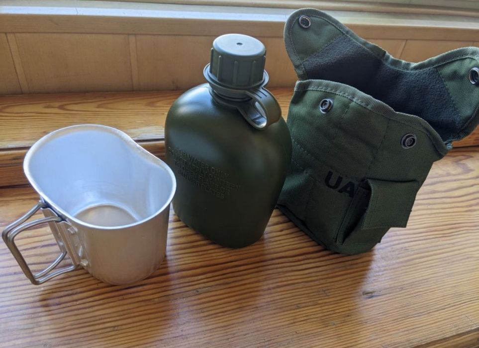 Армейская фляга для воды 1л фляга с котелком в чехле военная фляга