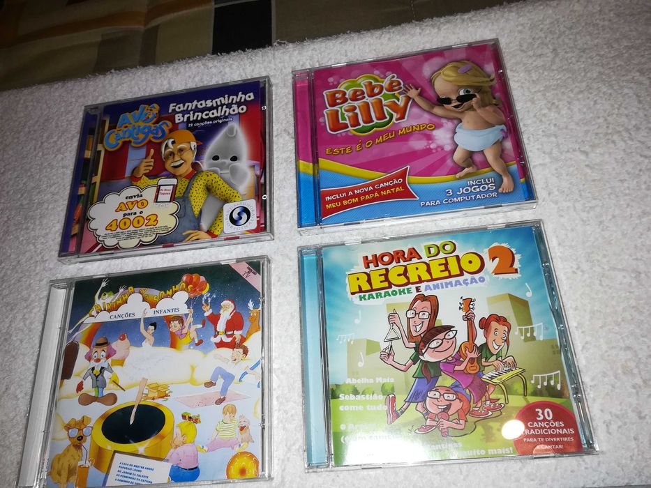 cds para crianças (avô cantigas, bebé lilly, pintas, gato das botas)