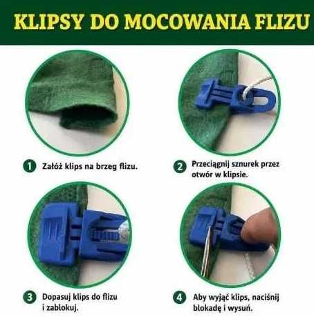 Klips do mocowania flizu | Uchwyt do włókniny | Mocny 120 kg