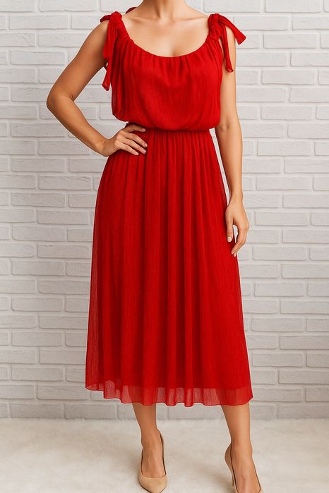 Czerwona sukienka 44 midi na wesele