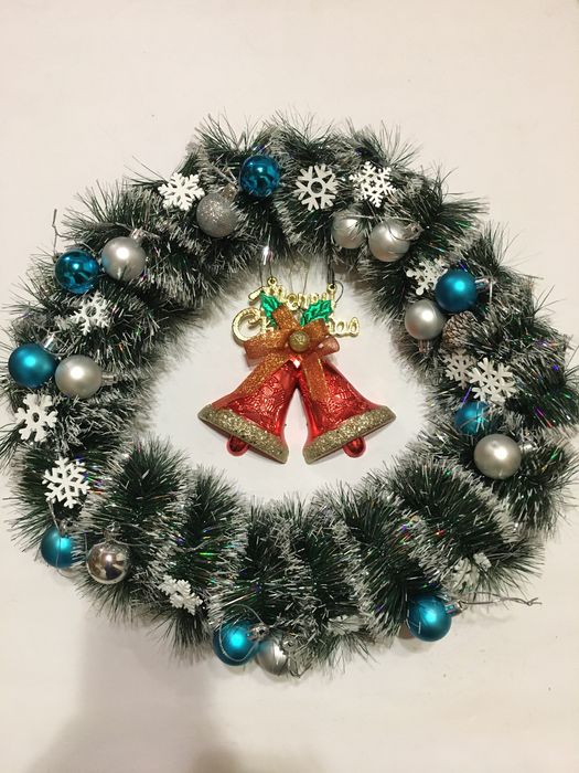 Новорічний вінок на двері /  діаметр 37 см / різдвяний вінок