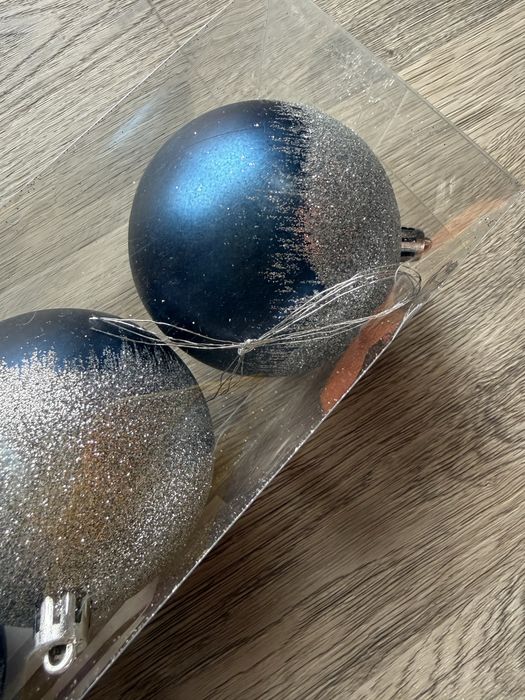 Conjunto 3 bolas Natal azul purpurina