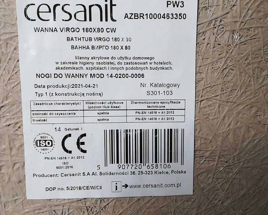 Wanna do łazienki Cersanit Virgo