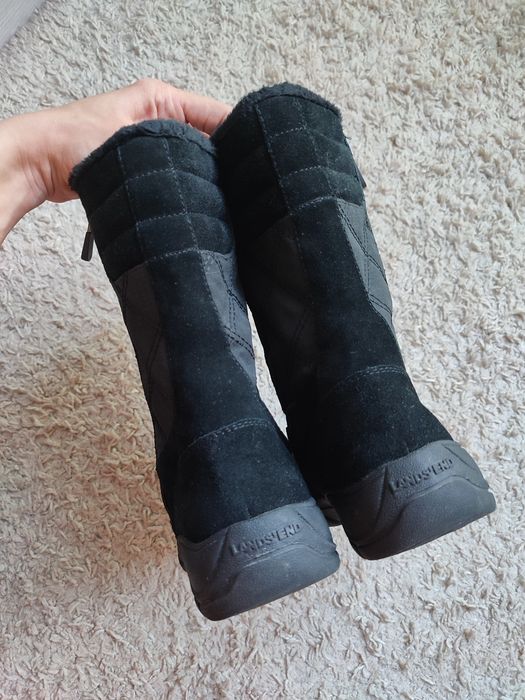 Чёрные стёганые зимние ботинки сапоги Land's End. Стелька 24 см.