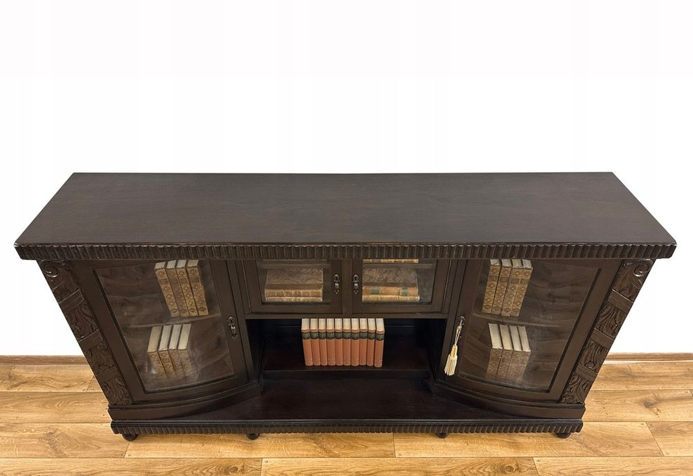 BIBLIOTEKA podręczna WITRYNA rzeźbiona antyk PODEST SZAFKA